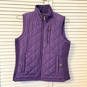 Lauren Ralph Lauren Puffer Quilted vest MED purple 3 pockets full front zipper